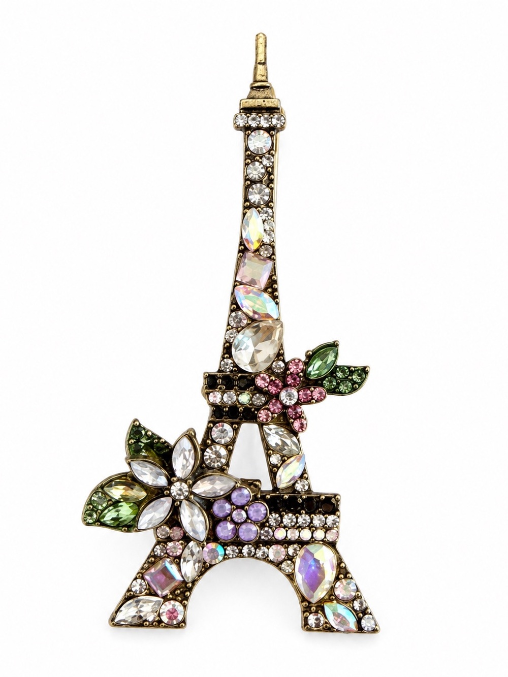 Paris Eiffel Tower Multicolor Gem Brooch